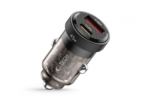 Automobilinis įkroviklis 12-24V USB + USB C 45W juodas Tech-Protect CC45W